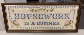 Marion Wassum "Housework" Needle Point Sampler