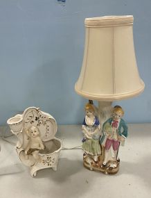 Figural Lamp and Candle Holder