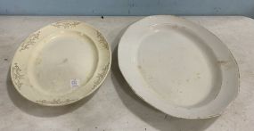 Limoge Porcelain Platter 17"w., and Den City Porcelain