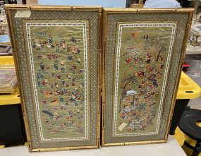 Two Framed "Thousand Faces" Silks