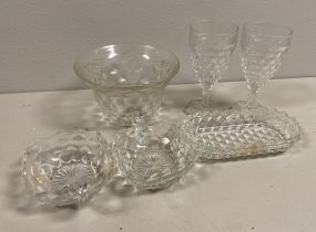 6 Fostoria "American Clear" Glassware