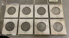 8 1950's Franklin Half Dollars