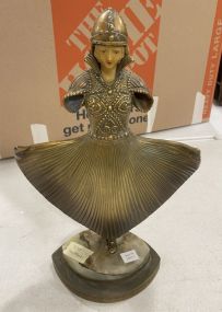1920/1930's Antique Fine Art Deco 14" Bronze Flapper Dancer Sculpture