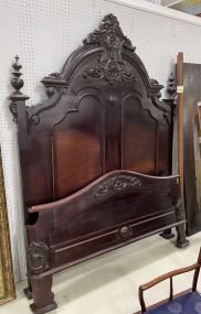 19th Century Victorian Style High Back Bed Queen 64"