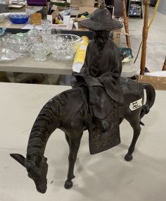 20th Century Chinese Bronze Figural "Toba on Mule"