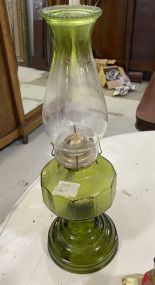 Green Glass Oil Lamp