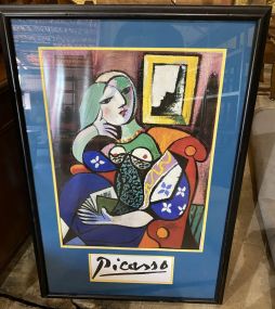 Picasso "Woman with a Book" Poster Framed
