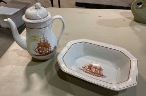 Wedgwood "Flying Cloud" Dish and Pitcher