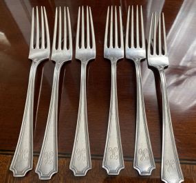 6 Monogrammed Sterling 8" Forks