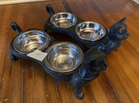 Pair of Iron Cat Statues Food Stands