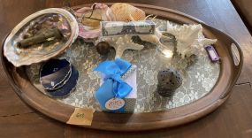 Oval Serving Tray with Crochet Lining and Accessories