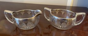 Two Silver Plate Overlay Glass Creamer and Sugar