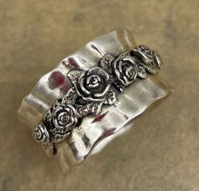 Sterling .925 Stamped "RL" Israel Scalloped Cuff Ring