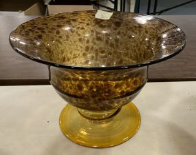 Tortoise Shell Style Glass Center Piece Compote