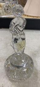 Vintage Glass Lady Figure Flower Frog
