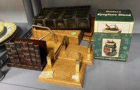 Group of Napkin Holders, Book Boxes, Golfers Eyeglass Stand