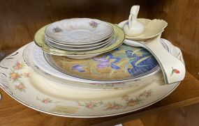 Assorted Group of Porcelain Platter, Plates, and Saucers
