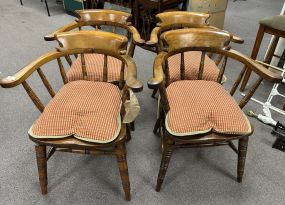 Four Oak English Style Barrel Pub Chairs