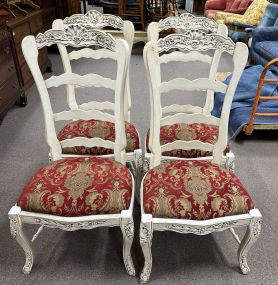 Four French Style White High Back Side Chairs