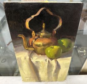 Tom Browning "Tea Pot and Apples" Painting