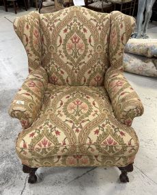 Upholstered Ball-n-Claw Wing Back Arm Chair