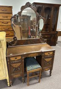 Depression Era Walnut Vanity