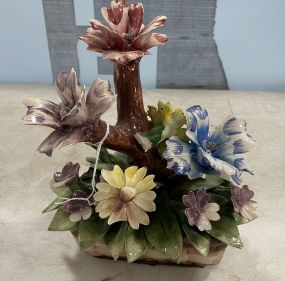 Italian Capodimonte Rectangular Flower Bouquet