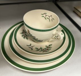 Christmas Plate, Saucer, and Cup