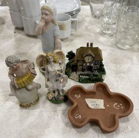 Porcelain Figurines, Ginger Bread Man Dish, and Decoration