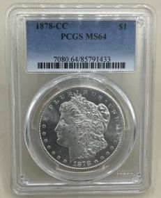 1878-CC Graded Carson City Morgan Silver Dollar PCGS - MS64. Key Date