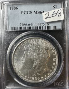 1886 Graded MS64 Morgan Silver Dollar