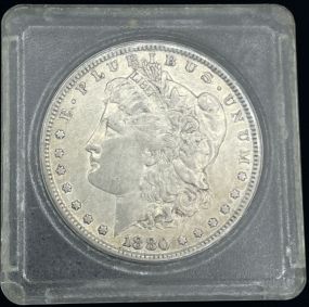 1880 Morgan Silver Dollar in Case