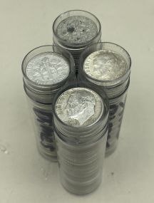 Four Rolls of Silver Roosevelt Dimes 200 Dimes