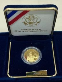 1/4 Troy Oz 1991-1995 W WWII 50th Anniversary Commemorative 21.6k Gold Coin