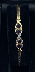 Vintage 14k Gold 7&#34; Amethyst Bracelet