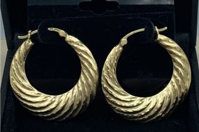 14k Gold Cable Twist Hoop Earrings
