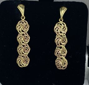 14k Gold Interlocking Circle Drop Earrings