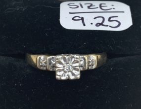 Vintage Mid Century 10k Gold Illusion Set Diamond Ring