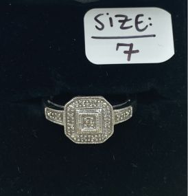 10k White Gold Diamond Cushion Cluster Ring