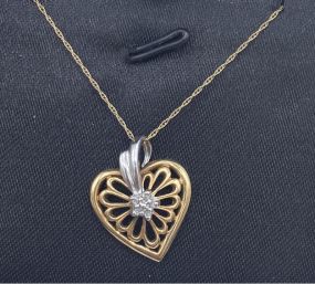 10k Gold Diamond Accented 20" Heart Necklace