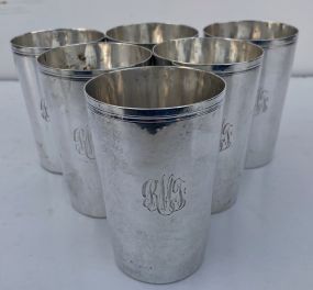 Set of 6 Beautifully Monogrammed Solid Sterling Silver Mint Julep Cups