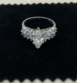 Sterling Silver Marquise Cut Cubic Zirconia Ladies Ring SZ: 6