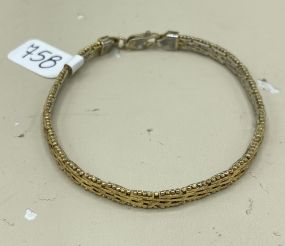 Italian Sterling Silver Gold Vermeil "Liquid Silver" Woven 7.5"L Bracelet