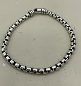 Men's "David Yurman" Solid Sterling Silver 9"L Rolo Chain Link Bracelet