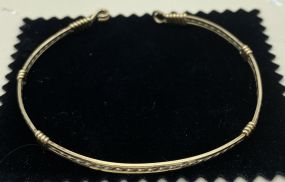 Ladies Designer "Ronaldo" Sterling Silver + Gold Blend Dainty Narrow Bangle Bracelet