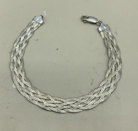 Italian Braid Woven Sterling Silver 7.5" Bracelet