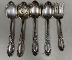Towle "King Richard" Sterling Meat Fork, 3 Serving Spoons, Slotted Spoon