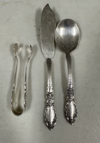 Alvin "Prince Eugene" Butter Knife, Sugar Shell, Sugar Cube Tongs