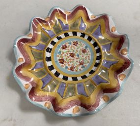 Mackenzie Childs Hand Painted "Roost"' Pattern Plate