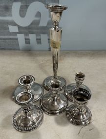 6 Assorted Sterling Weighted Candlesticks